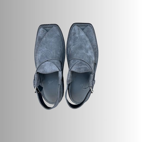 ⚙️ Simple Gray Suede Peshawari Chappal