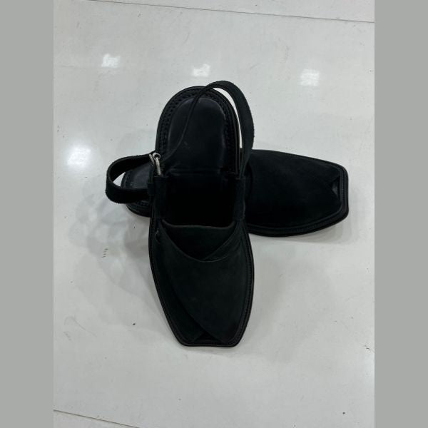 🖤 Simple Black Suede Peshawari Chappal