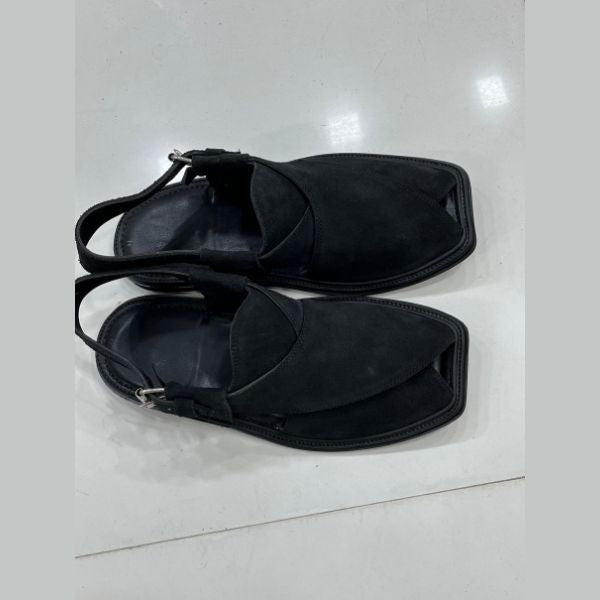 🖤 Simple Black Suede Peshawari Chappal