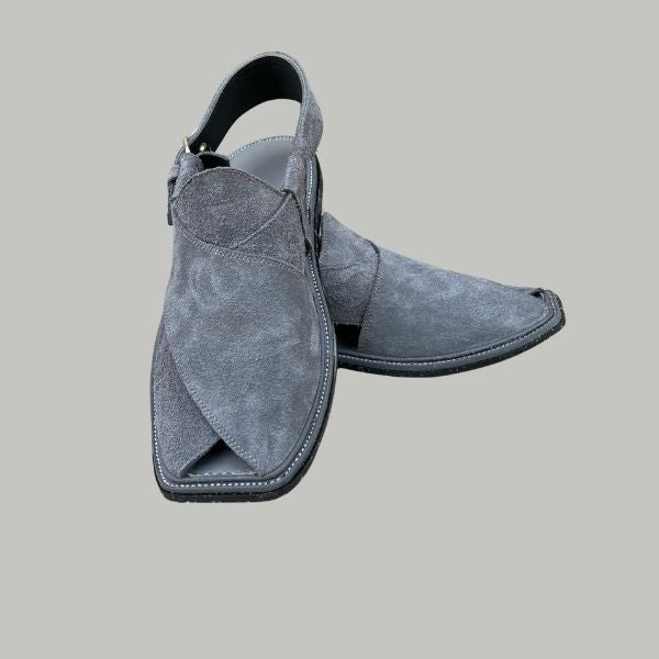 ⚙️ Simple Gray Suede Peshawari Chappal