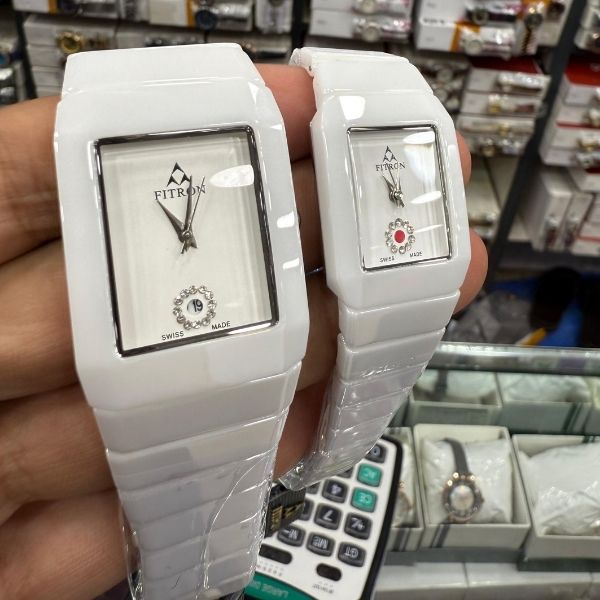 Fitron Square White Couple Watch