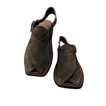 🤎 Brown Suede Peshawari Chappal
