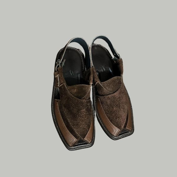 🤎 Side Stripe Dark Brown Suede Peshawari Chappal