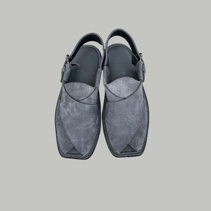 ⚙️ Simple Gray Suede Peshawari Chappal